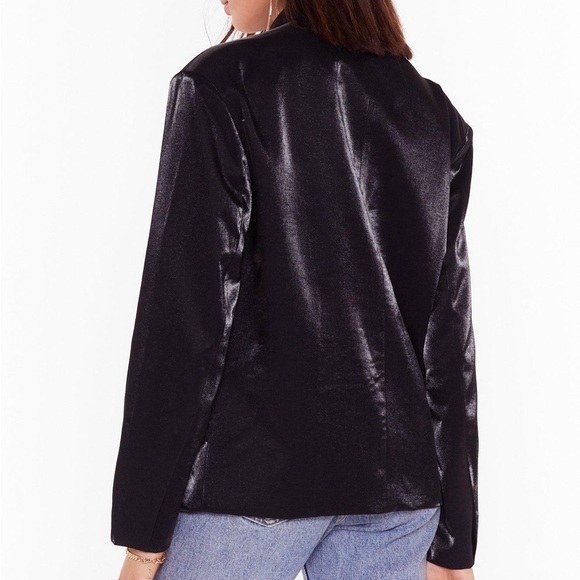 Nasty Gal Doin Just Shine Black Oversized Blazer. - Picture 3 of 4